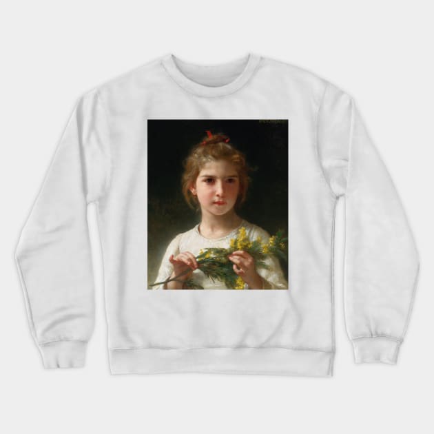 Mimosa by William-Adolphe Bouguereau Crewneck Sweatshirt by Classic Art Stall